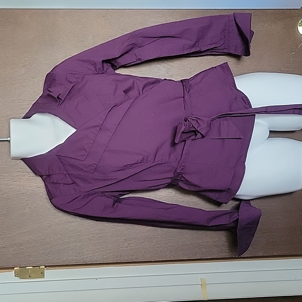 Wrap front burgundy top